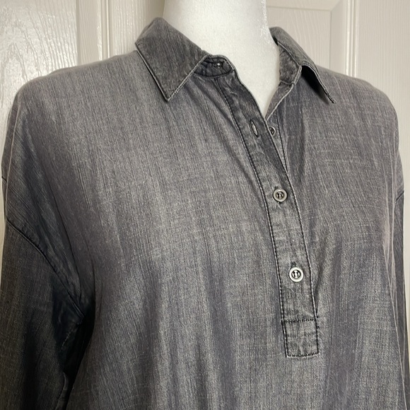 Eileen Fisher: Denim Chambray Pop-Over Shirt - Picture 2 of 11